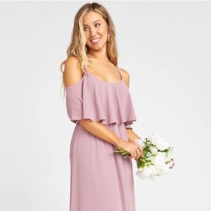 Show Me Your Mumu Caitlin Ruffle Maxi Dress Antique Rose Chiffon